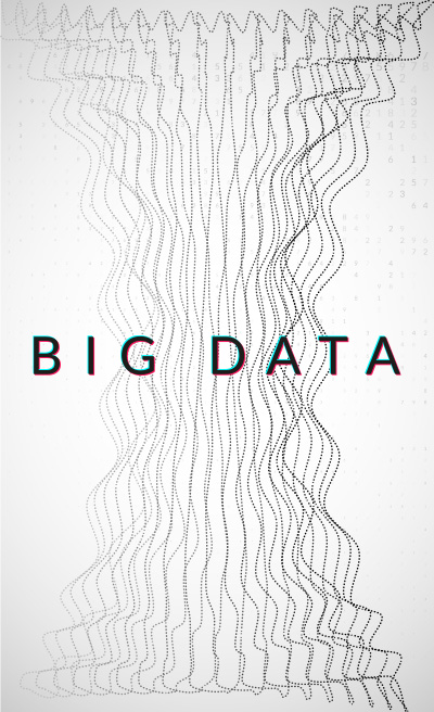 A poster showing some abstract dotted lines with the text BIG DATA in the center